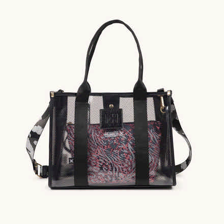 Bolso Transparente con Bandolera Estampada JADE CROSSBODY SHOPPER BLACK (7)