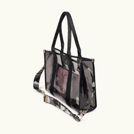 Bolso Transparente con Bandolera Estampada JADE CROSSBODY SHOPPER BLACK (8)