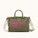 Bolso Bandolera Caqui de Algodón Reciclado con Flecos y Bordado Rosa SCUBA KHAKI CROSSBODY (1)