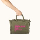 Bolso Bandolera Caqui de Algodón Reciclado con Flecos y Bordado Rosa SCUBA KHAKI CROSSBODY (6)