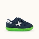 MUNICH BABY GOAL 1632 Zapatilla de BebÃ© Azul Marino en Malla con Suela Verde FlÃºor (1)
