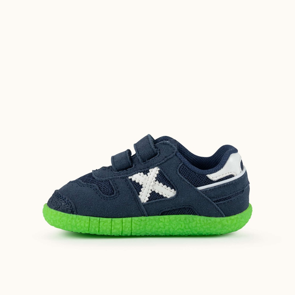 MUNICH BABY GOAL 1632 Zapatilla de BebÃ© Azul Marino en Malla con Suela Verde FlÃºor (4)
