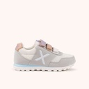 MUNICH DASH KID VCO 2.0 175 Zapatilla Retro Running Infantil Gris con Triple Velcro Pastel y Detalles Azules y Rosas (2)