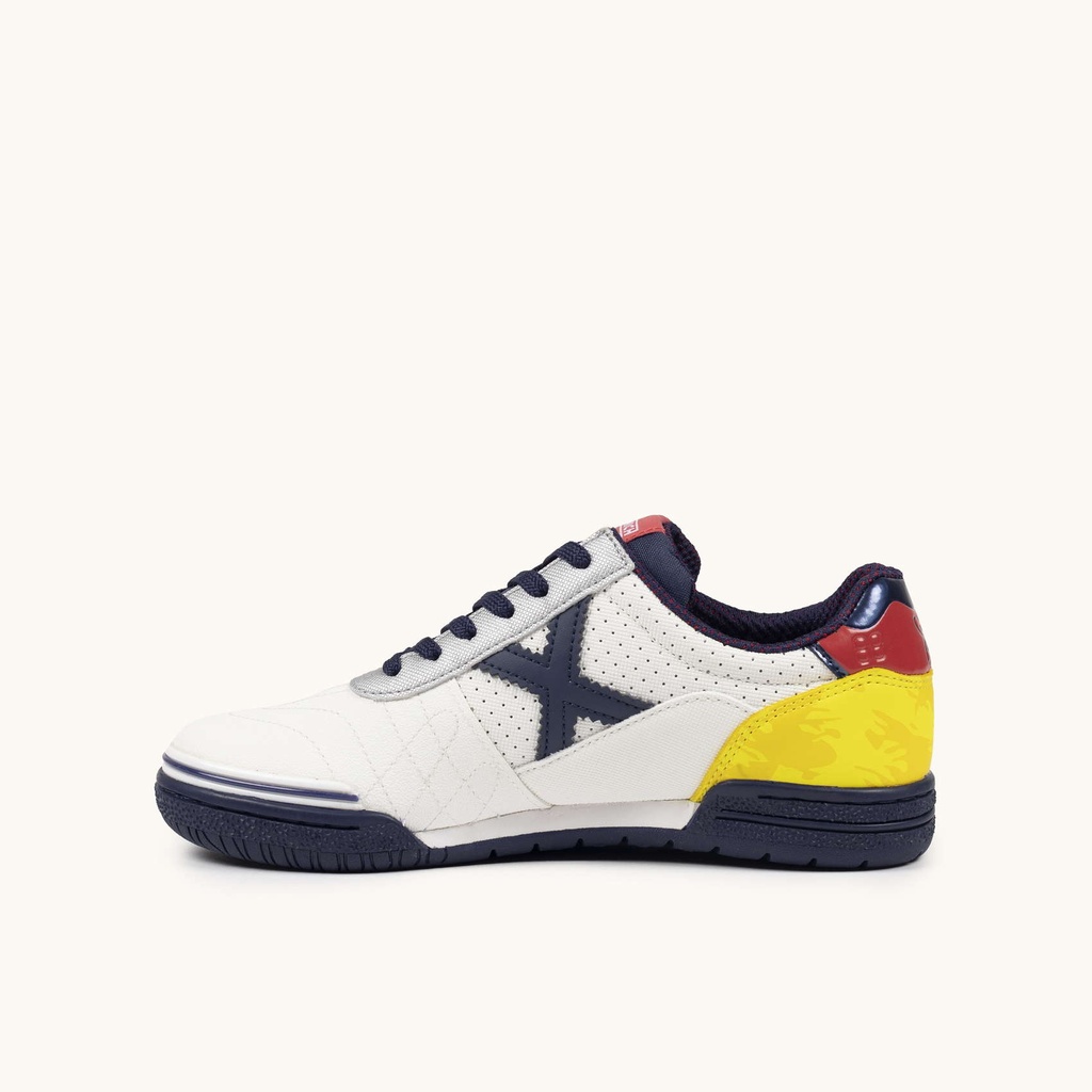 MUNICH G-3 KID 451 Zapatilla de FÃºtbol Sala Infantil Blanca con Detalles Amarillo y Azul (4)