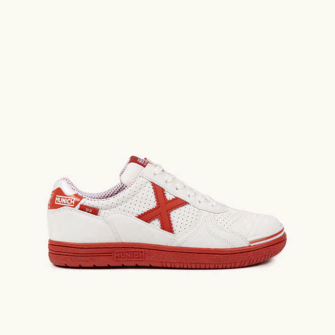 MUNICH G-3 KID 455 Zapatilla de FÃºtbol Sala Infantil Blanca y Roja (1)