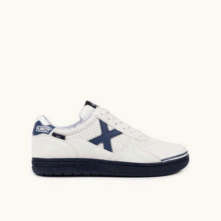 MUNICH G-3 KID 456 Zapatilla de FÃºtbol Sala Infantil Blanca y Azul Marino (2)