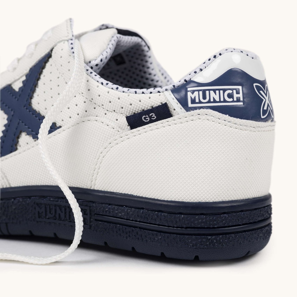 MUNICH G-3 KID 456 Zapatilla de FÃºtbol Sala Infantil Blanca y Azul Marino (3)