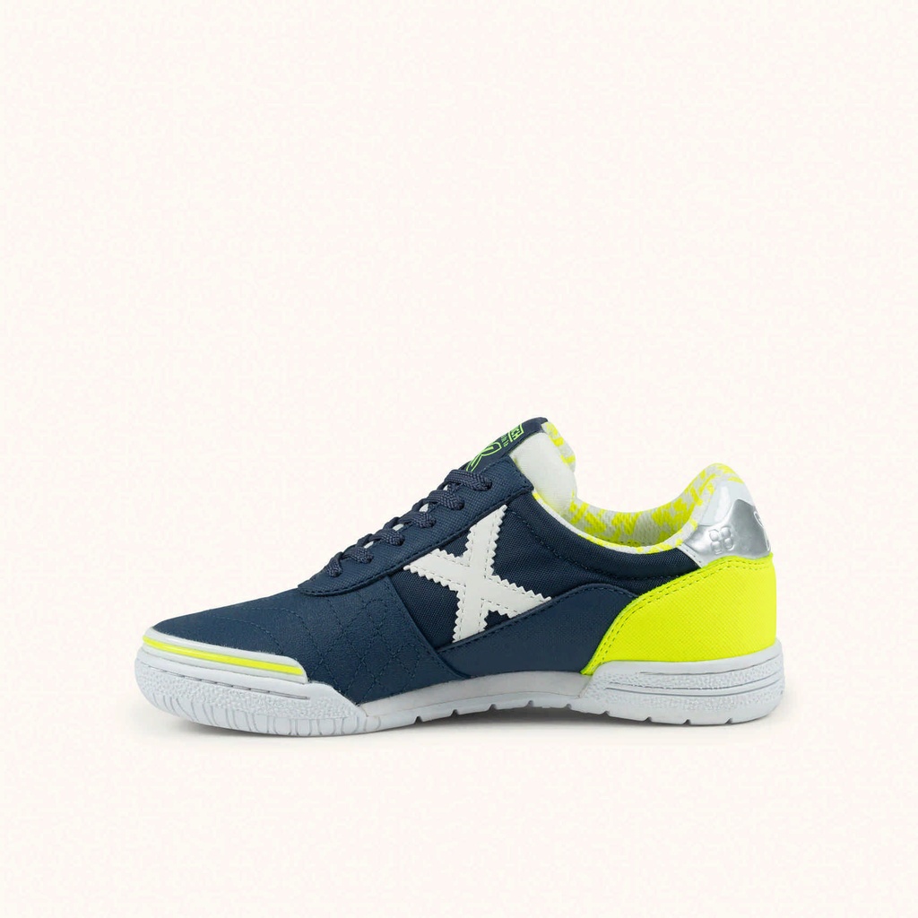 MUNICH G-3 KID 459 Zapatilla de FÃºtbol Sala Infantil Azul Marino y Amarillo FlÃºor (4)