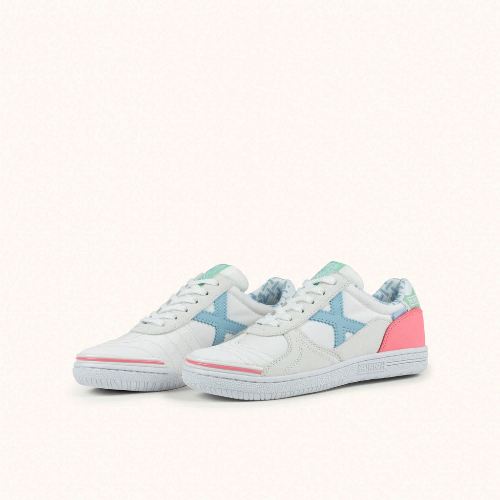 MUNICH G-3 KID 461 Zapatilla de FÃºtbol Sala Infantil Blanca con Detalles Pastel (6)