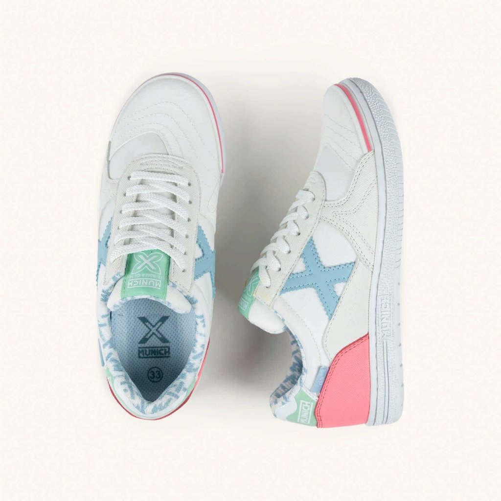MUNICH G-3 KID 461 Zapatilla de FÃºtbol Sala Infantil Blanca con Detalles Pastel (7)