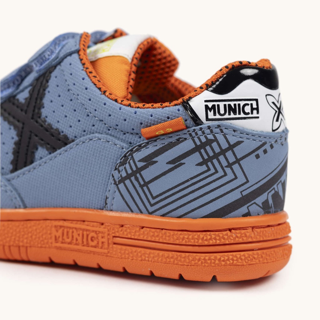 MUNICH G-3 KID VCO 449 Zapatillas de FÃºtbol Sala Infantiles con Velcro Azul y Naranja (3)