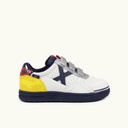 MUNICH G-3 KID VCO 451 Zapatillas de FÃºtbol Sala Infantiles con Velcro Blancas y Amarillas (1)