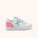 MUNICH G-3 KID VCO 461 Zapatillas Infantiles de FÃºtbol Sala Blancas con Detalles Rosa y Celeste con Triple Velcro (2)
