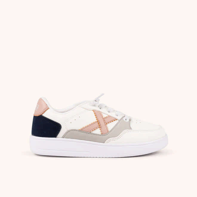 MUNICH LEGIT KID 22 Zapatilla Infantil de Estilo Tenis en Blanco, Rosa y Marino (1)