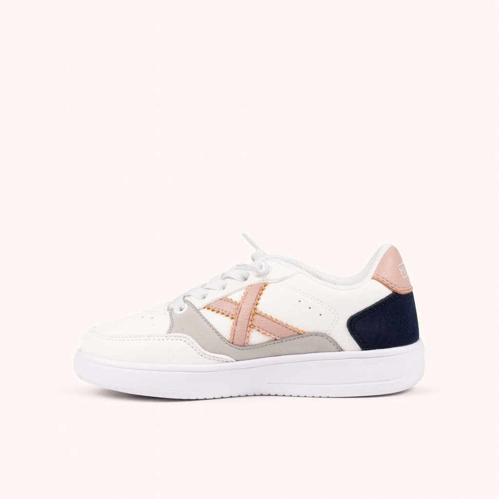 MUNICH LEGIT KID 22 Zapatilla Infantil de Estilo Tenis en Blanco, Rosa y Marino (4)