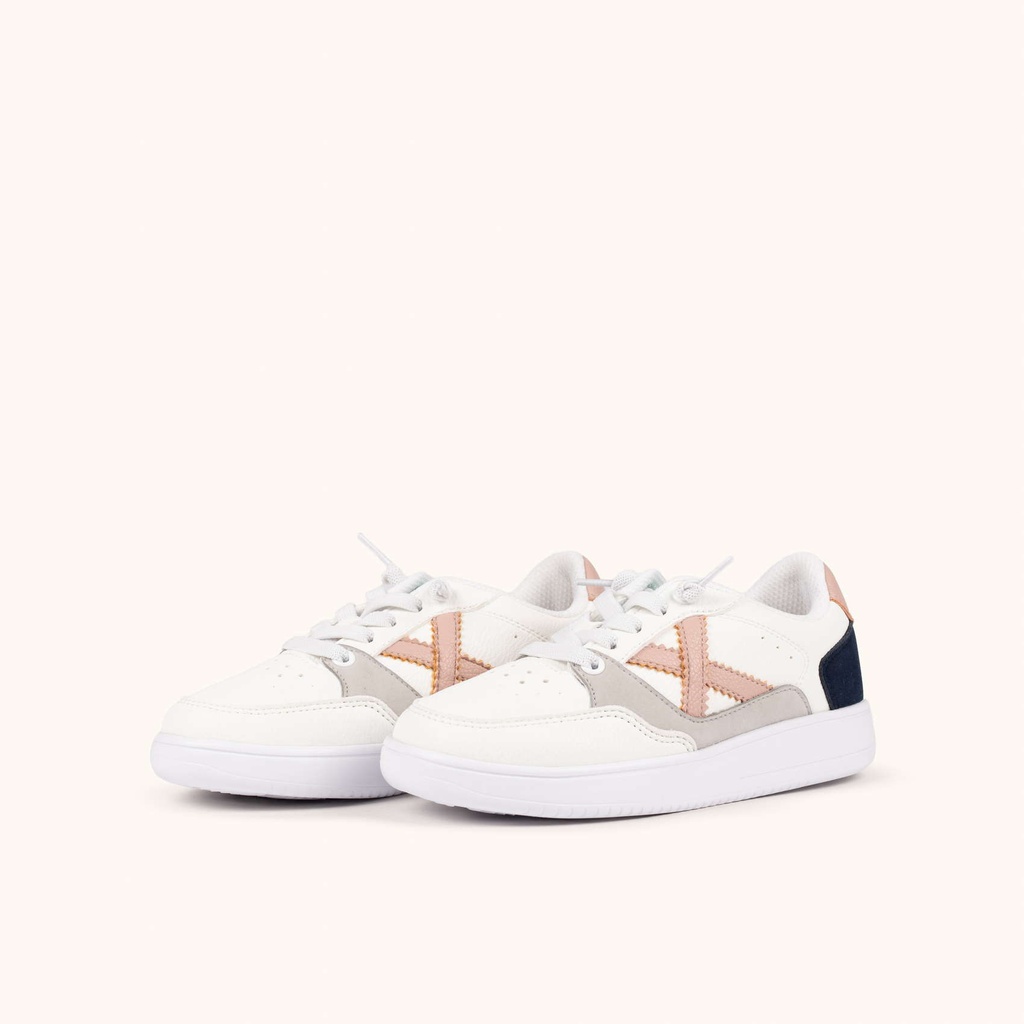 MUNICH LEGIT KID 22 Zapatilla Infantil de Estilo Tenis en Blanco, Rosa y Marino (6)