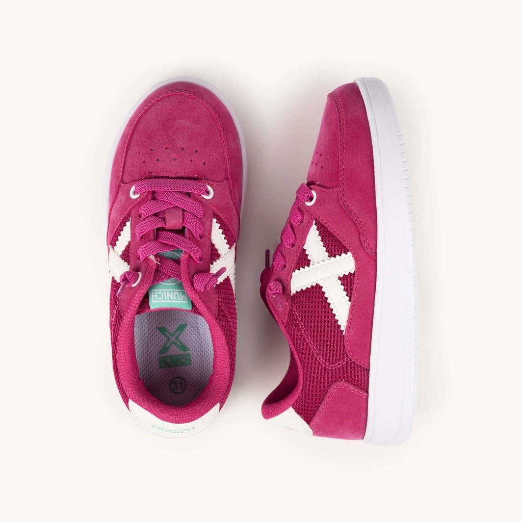 MUNICH LEGIT KID 24 Zapatilla Urbana Infantil en Serraje y Rejilla Fucsia (7)