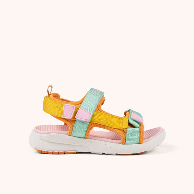 MUNICH MINI YOYO 02 Sandalia deportiva infantil en tonos amarillos, menta y rosa con triple ajuste (1)