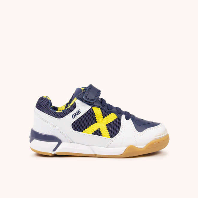 MUNICH ONE KID VCO 78 Zapatillas de fÃºtbol sala infantiles con velcro en azul marino y blanco (1)