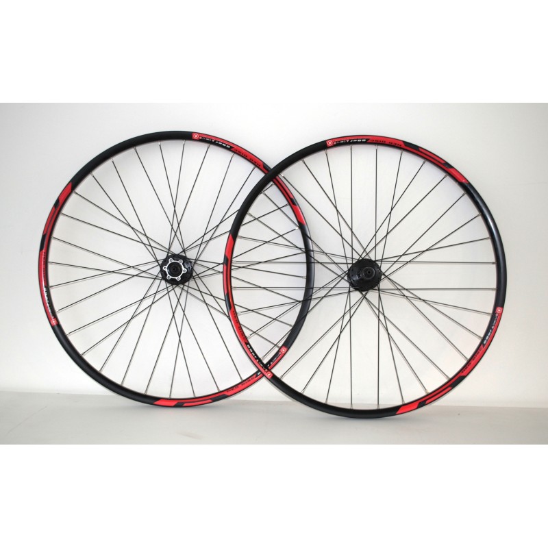 PAR RUEDAS 29ER NEO DISC 6 AGUJEROS NEGRO/ROJO (1)