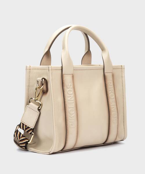 ALCUDIA - Bolso de piel  con asa en textil para mujer. (1)