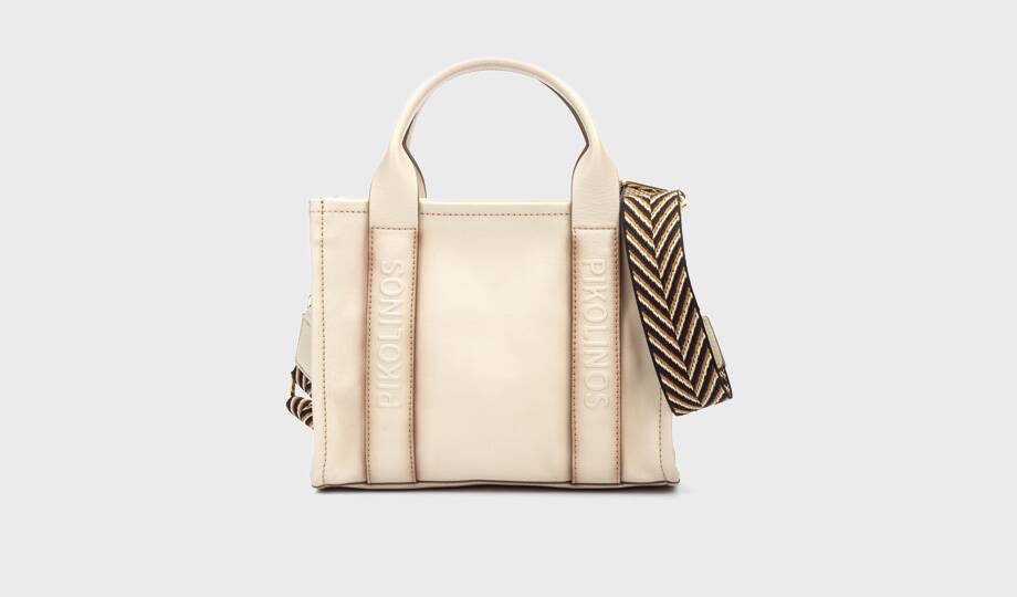 ALCUDIA - Bolso de piel  con asa en textil para mujer. (3)