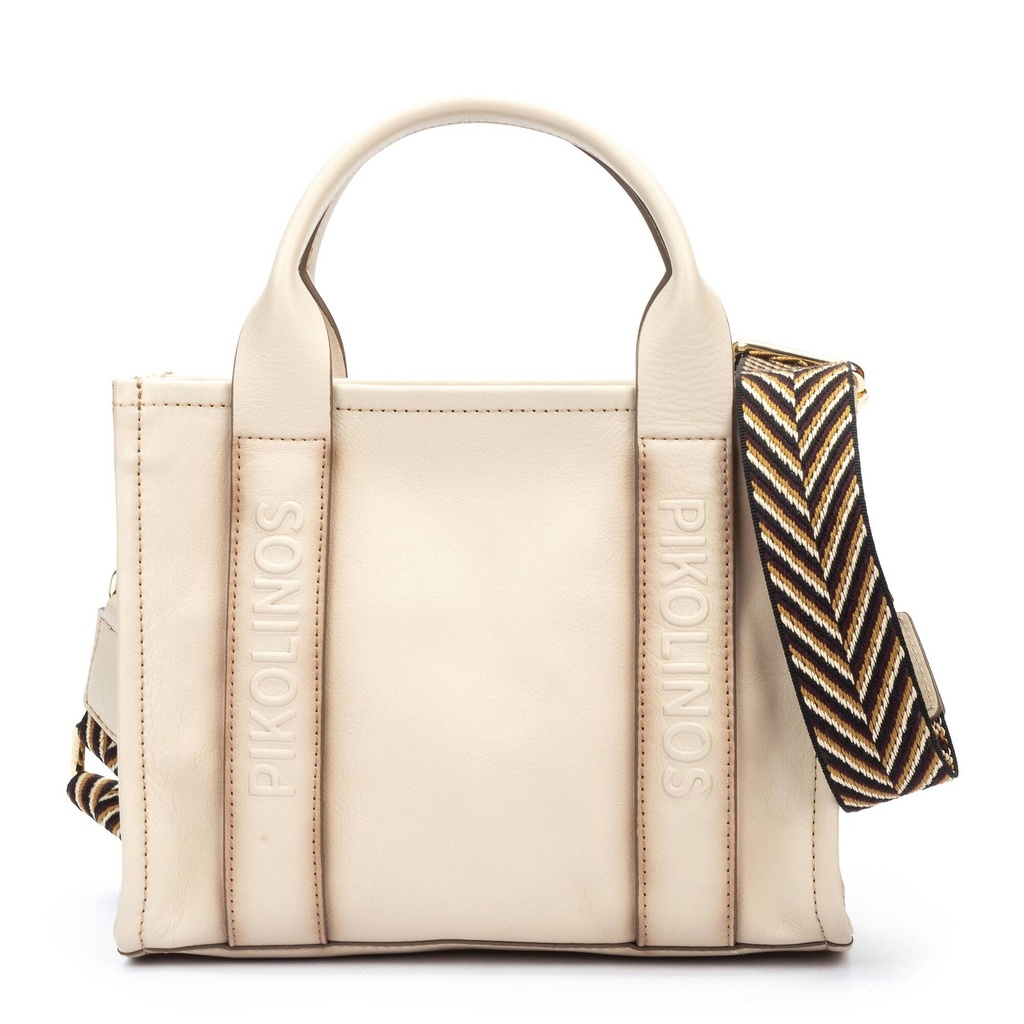 ALCUDIA - Bolso de piel  con asa en textil para mujer. (4)
