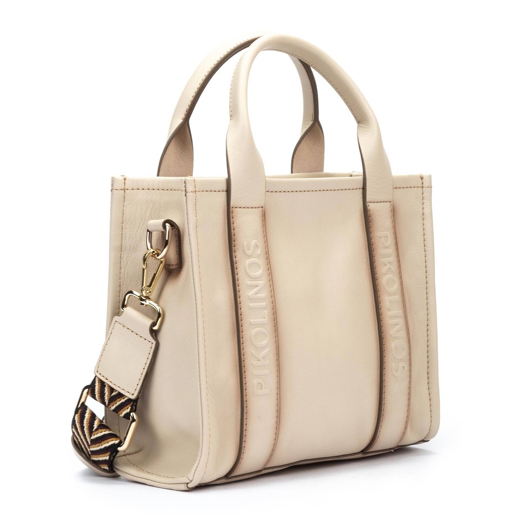ALCUDIA - Bolso de piel  con asa en textil para mujer. (5)