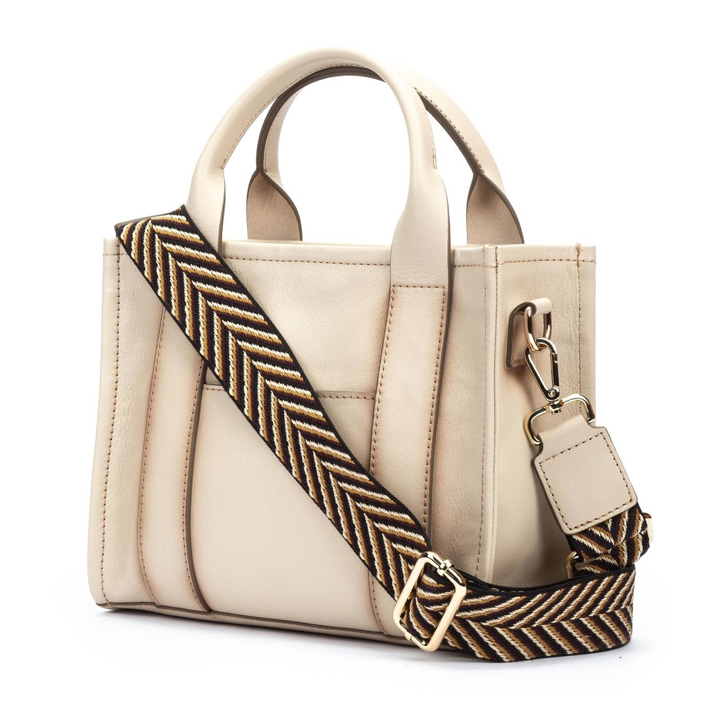 ALCUDIA - Bolso de piel  con asa en textil para mujer. (6)