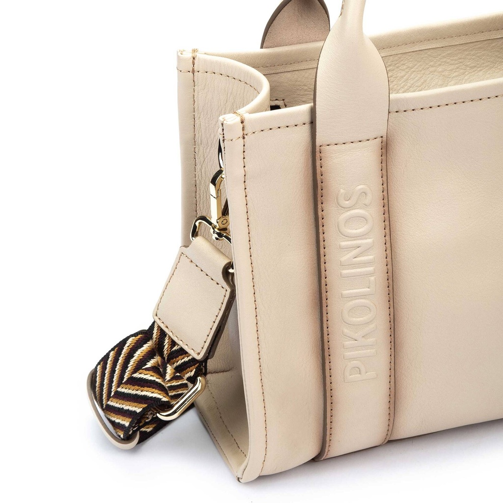 ALCUDIA - Bolso de piel  con asa en textil para mujer. (7)