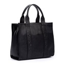 ALCUDIA - Bolso tote de piel con cinta multicolor para mujer (5)