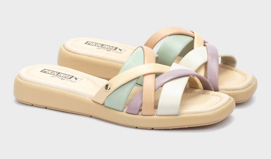 CALELLA - Sandalias planas de mujer con tiras multicolor (3)