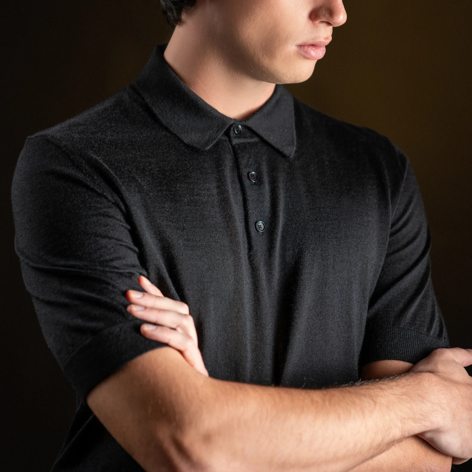 Polo Cashmere manga corta negro (1)
