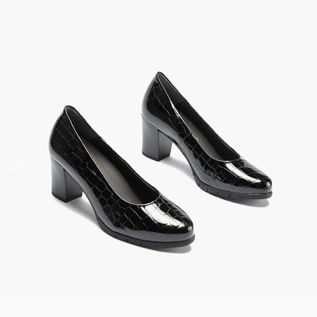 Zapato de Salón Mujer Tacón Alto en Piel Coco Charol Negro (1)