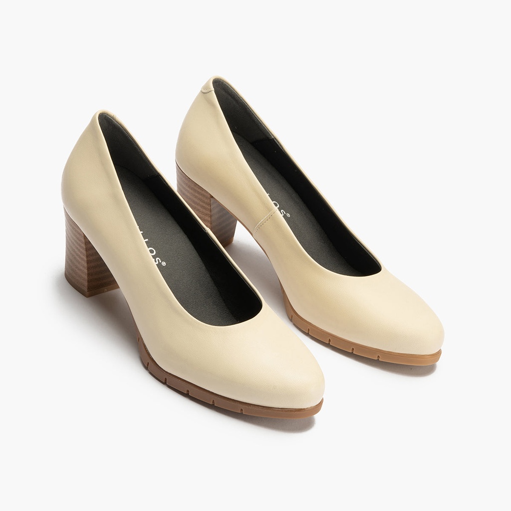 Zapato de Salón Mujer Tacón Alto con Tapas Beige (1)