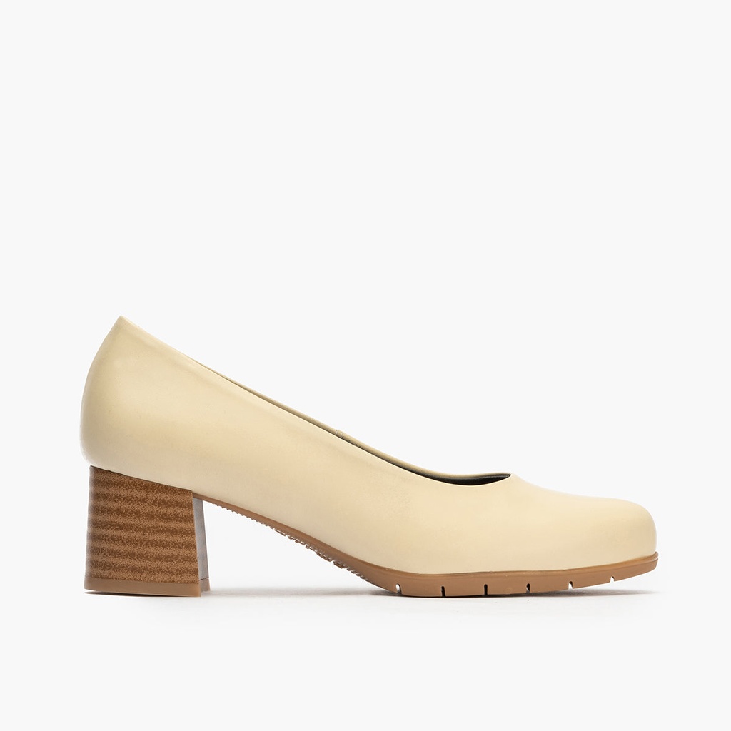 Zapato de Salón Mujer Tacón Medio con Tapas Beige (1)