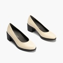 Zapato de Salón Clásico Tacón Medio Beige (1)