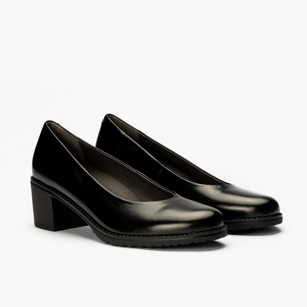 Zapato de Salón Clásico Tacón Medio Negro (1)