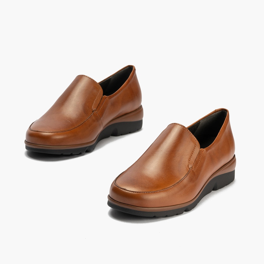 Mocasín Mujer Cuña Baja Marrón Claro (1)