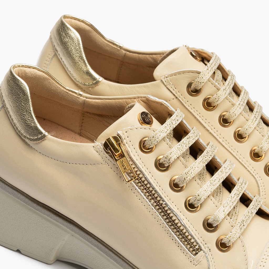 Basket mujer con cremallera en piel napa CREMA (1)