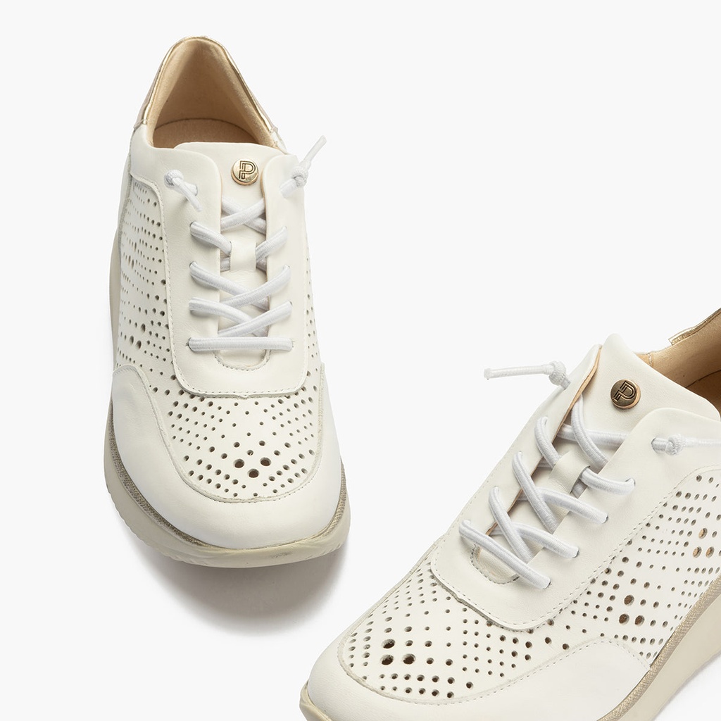 Deportivo con picados mujer en piel combinada BLANCO (1)
