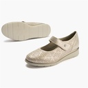 Zapato mercedes plano ancho especial con acabado brillante y suave Oro (3)