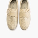 Zapato anchos especial con velcro en lycra y piel napa Crema (2)