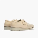 Zapato anchos especial con velcro en lycra y piel napa Crema (4)