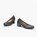 Zapato salón con tacón medio, en piel fantasía perforada Marino (1)
