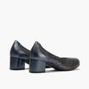 Zapato salón con tacón medio, en piel fantasía perforada Marino (3)