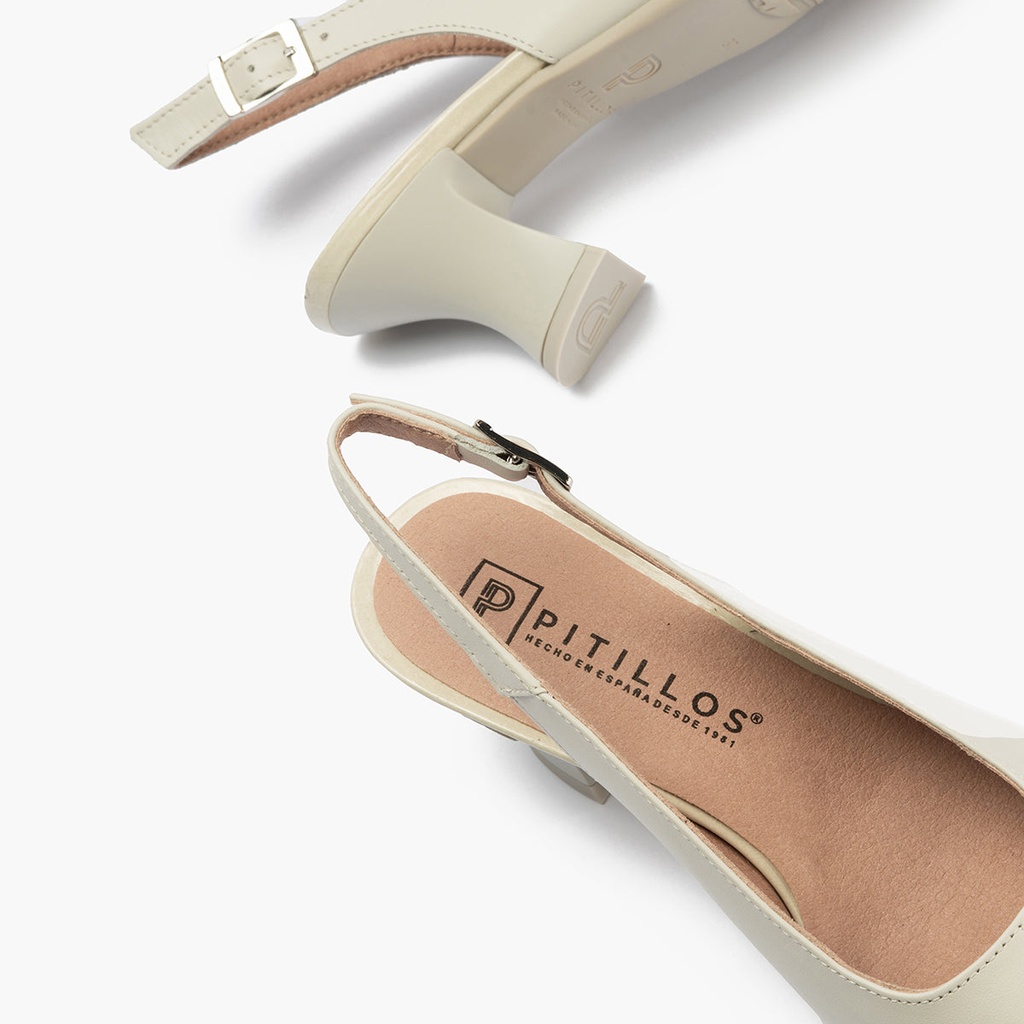 Zapato salón destalonado con tacón medio, en piel napa Glacial (3)