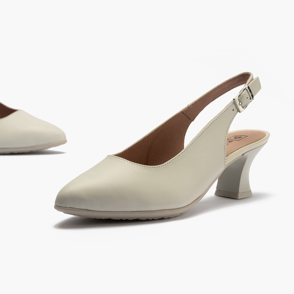 Zapato salón destalonado con tacón medio, en piel napa Glacial (4)