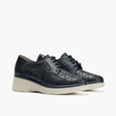 Blucher con cordones, cuña y piel fantasía Marino (3)