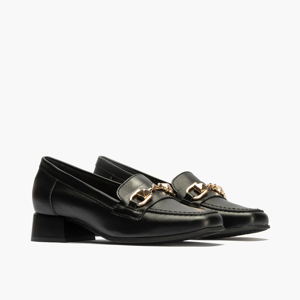 Mocasin con adorno metal mujer en piel napa NEGRO (3)